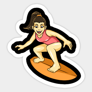 Surfing Girl Summer Sticker